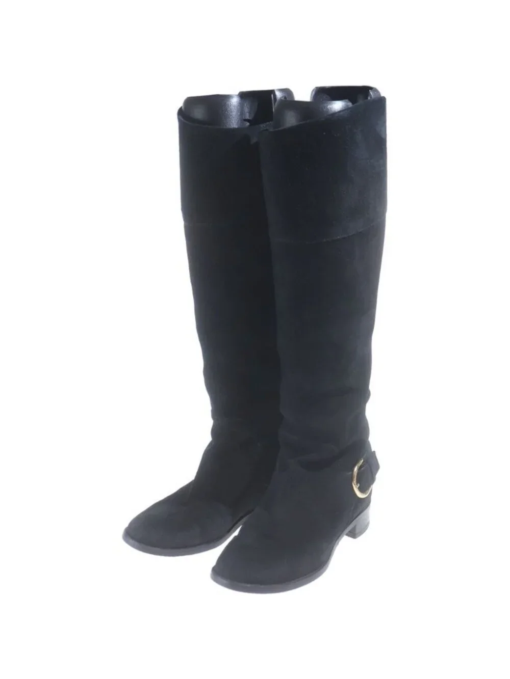 Louis Vuitton Suede Long Boots Knee High Black